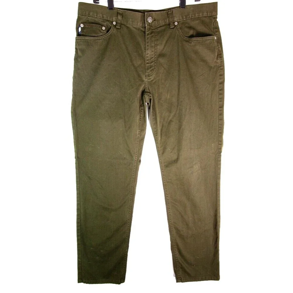 Brooks Brothers Casual Chino Pants Flat Front Pockets Men's Size 36 x 32 Green